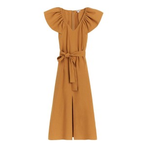 Cuyana Linen Flutter Sleeve Kjole Dame Orange | OWU9576TN