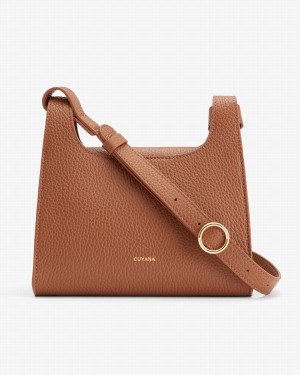 Cuyana Mini Double Loop Skuldertasker Dame Brune | QVA4282YZ