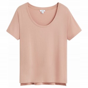 Cuyana Pima Scoop Neck Tee T Shirts Dame Lyserød | SJN4292PI