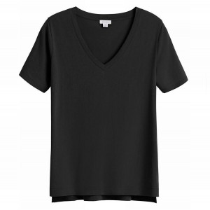 Cuyana Pima V-Neck Tee T Shirts Dame Sort | VYJ7524YS