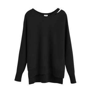 Cuyana Recycled Cashmere Split-Neck Trøjer Dame Sort | VBC6379KU