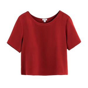 Cuyana Silk Cropped Crewneck Tee T Shirts Dame Rød | SSG3229YQ