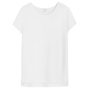 Cuyana Silk High-Low Tee T Shirts Dame Hvide | SCB4210XU