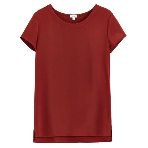 Cuyana Silk High-Low Tee T Shirts Dame Mørkerød | BDS2092IU