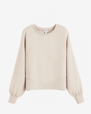 Cuyana Terry Balloon Sleeve Sweatshirts Dame Hvide Hvide | ZZY2690UE