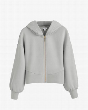 Cuyana Terry Zip Front Hættetrøje Dame Grå | PQU3367WR