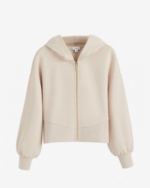 Cuyana Terry Zip Front Hættetrøje Dame Hvide Hvide | JHZ7789LO