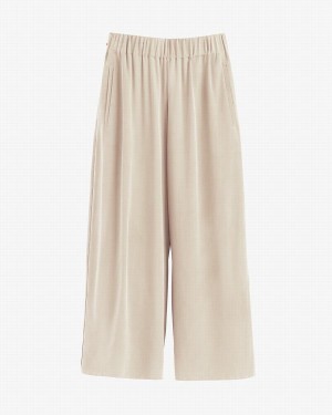 Cuyana Washable Silk Brede-Leg Cropped Bukser Dame Brune | TTQ7289SS