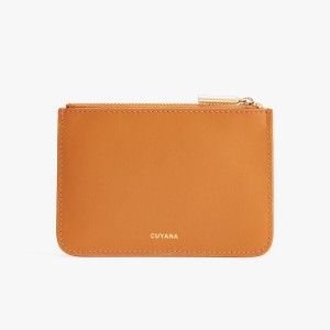 Cuyana Zero Waste Slim Læder Pouches Dame Gul | WVQ698TS