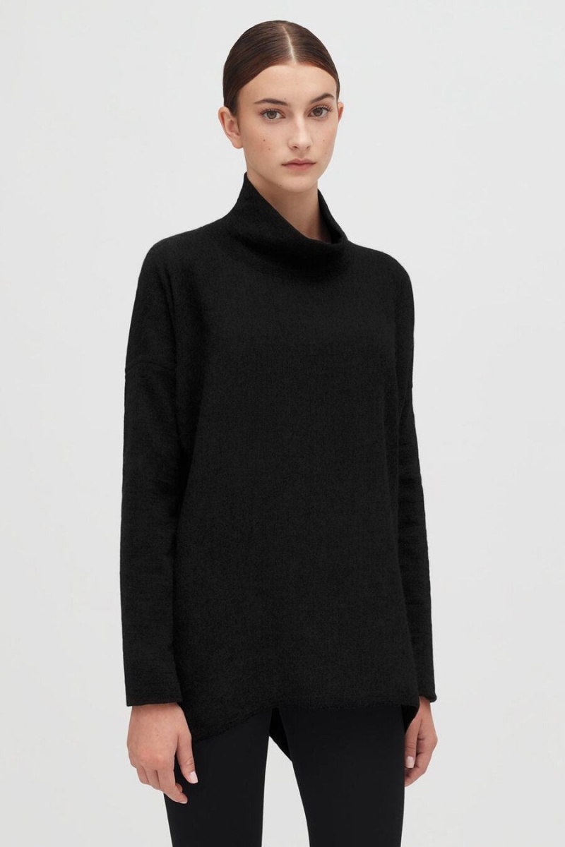 Cuyana Alpaca Open-Back Turtleneck Trøjer Dame Sort | POB969KS