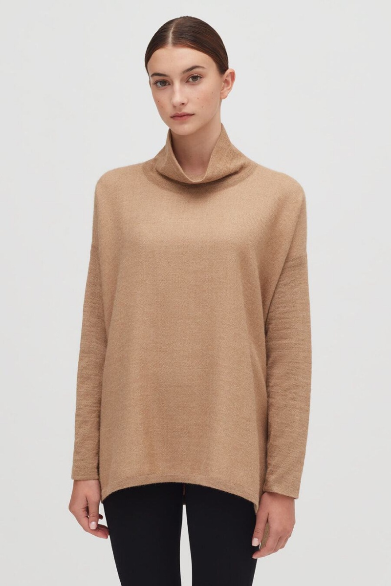 Cuyana Alpaca Open-Back Turtleneck Trøjer Dame Brune | TIM2643TM