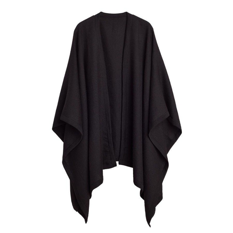 Cuyana Baby Alpaca Square Edge Cape Trøjer Dame Sort | TVV522BV