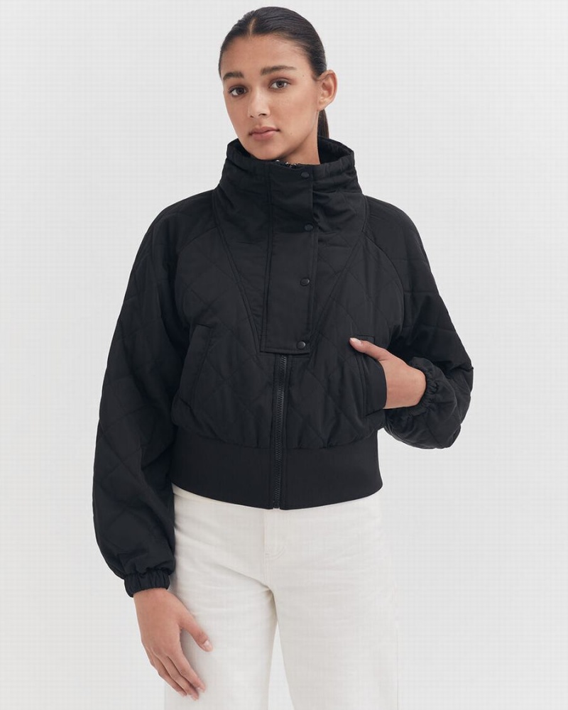 Cuyana Balloon Sleeve Light Puffer Dunjakker Dame Sort | TQH1596ZE