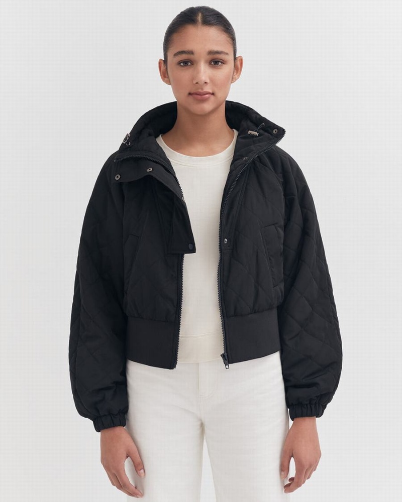 Cuyana Balloon Sleeve Light Puffer Dunjakker Dame Sort | TQH1596ZE