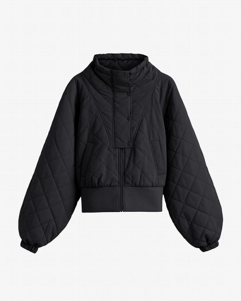 Cuyana Balloon Sleeve Light Puffer Dunjakker Dame Sort | TQH1596ZE