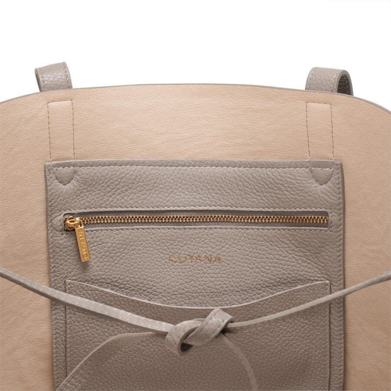 Cuyana Classic Structured Læder Tote Tasker Dame Grå Lyserød | VAX6551RT