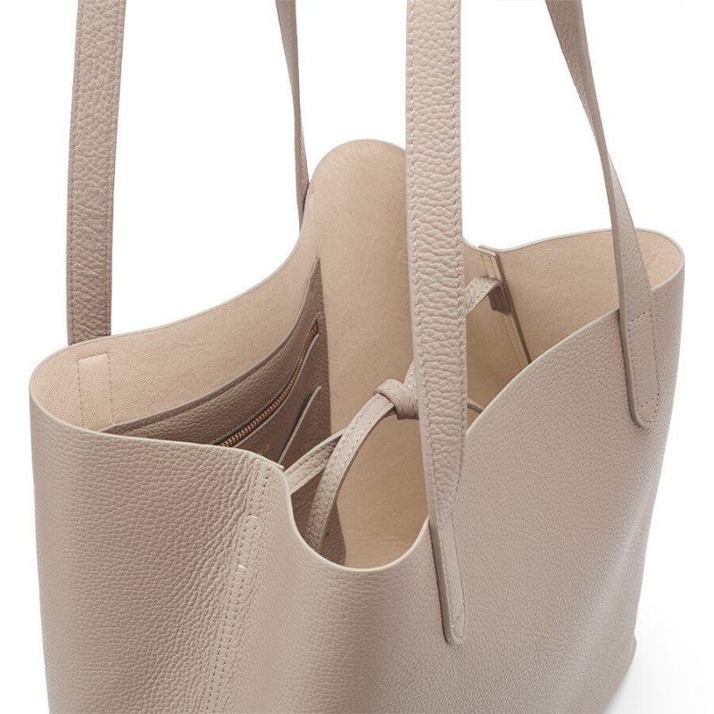 Cuyana Classic Structured Læder Tote Tasker Dame Grå Lyserød | VAX6551RT