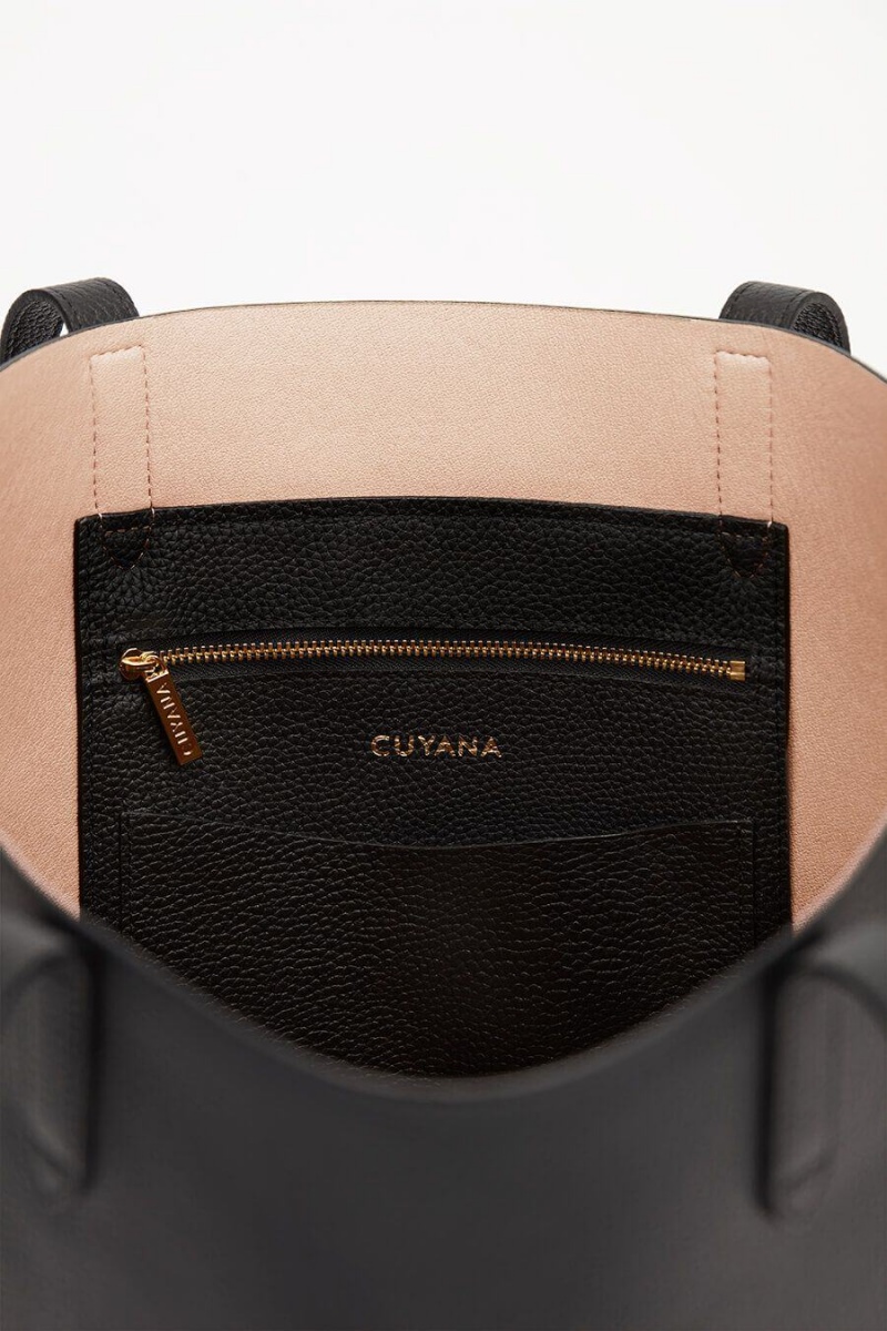 Cuyana Classic Structured Læder Tote Tasker Dame Sort Lyserød | JIY668BE