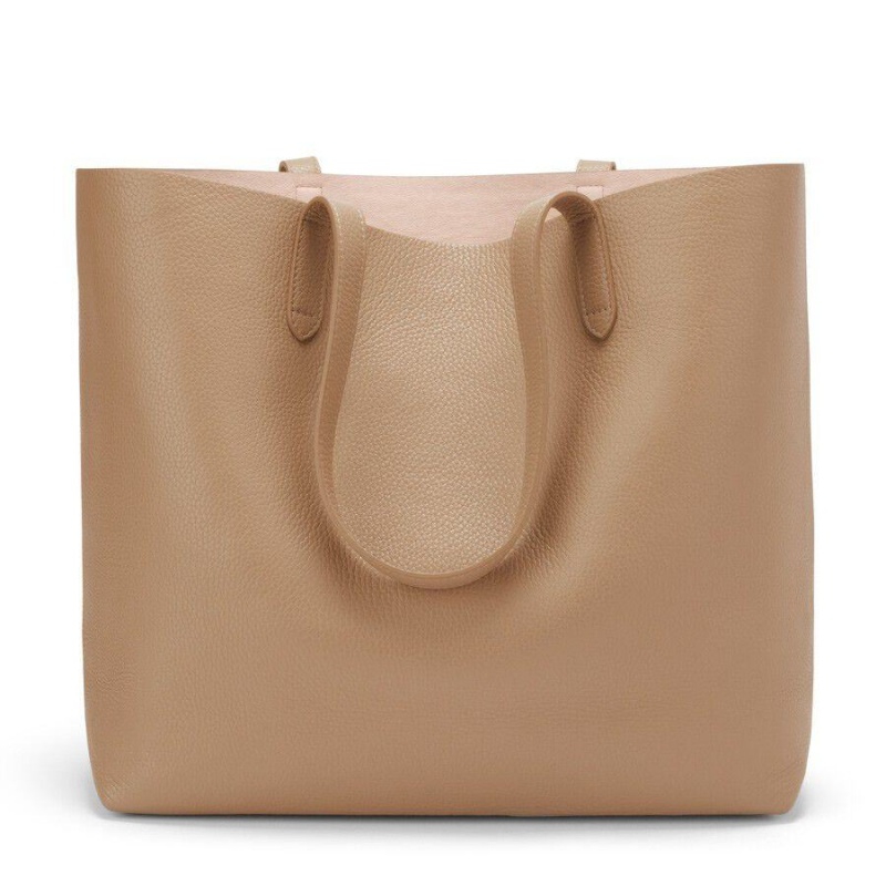 Cuyana Classic Structured Læder Tote Tasker Dame Khaki | PWI2144BH