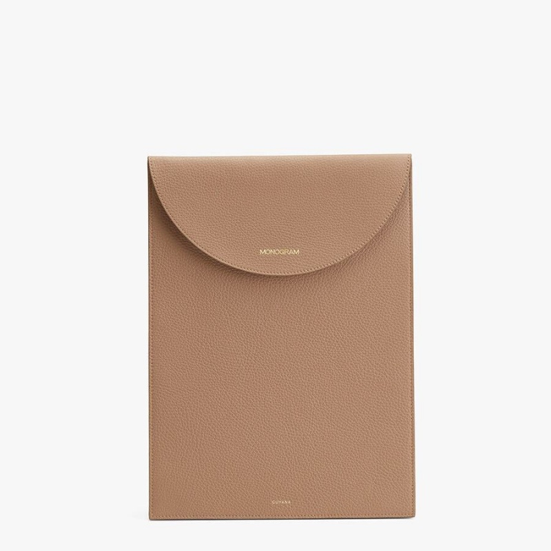 Cuyana Convertible Læder Laptop Taske Dame Khaki | EFW1232RY