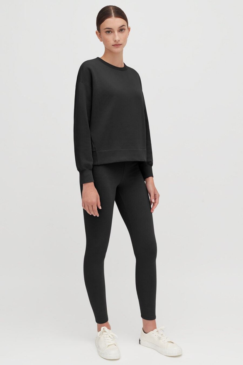 Cuyana Fleece Cropped Sweatshirts Dame Sort | HCQ1950ZU