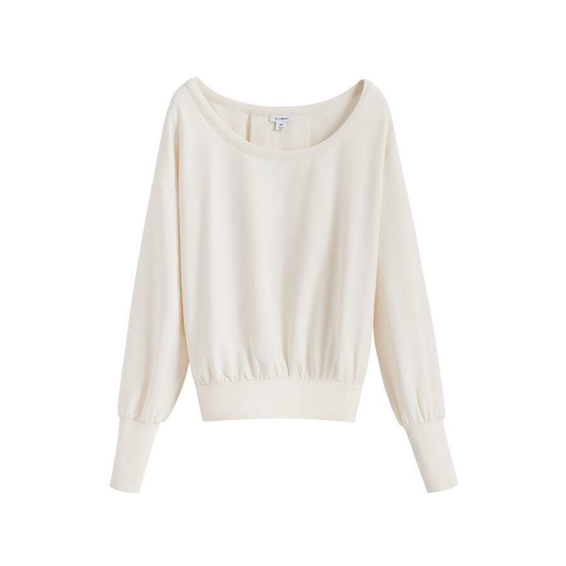 Cuyana French Terry Boatneck Sweatshirts Dame Hvide | AKR624XI