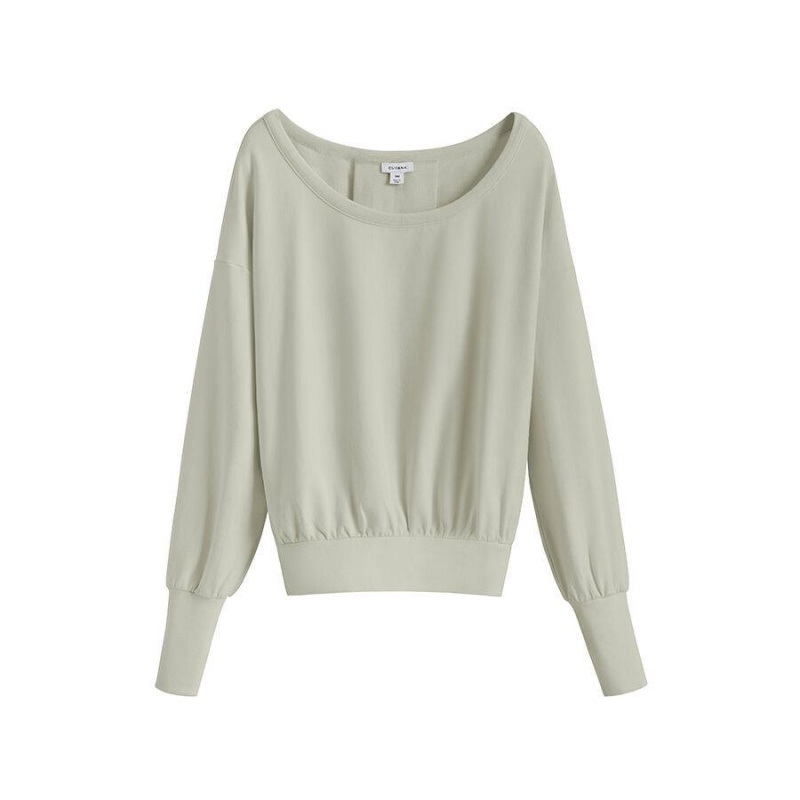 Cuyana French Terry Boatneck Sweatshirts Dame Grøn | VLR3157EF