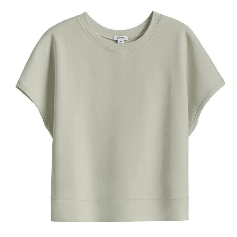 Cuyana French Terry Kort Sleeve Sweatshirts Dame Grøn | GCA5142AL