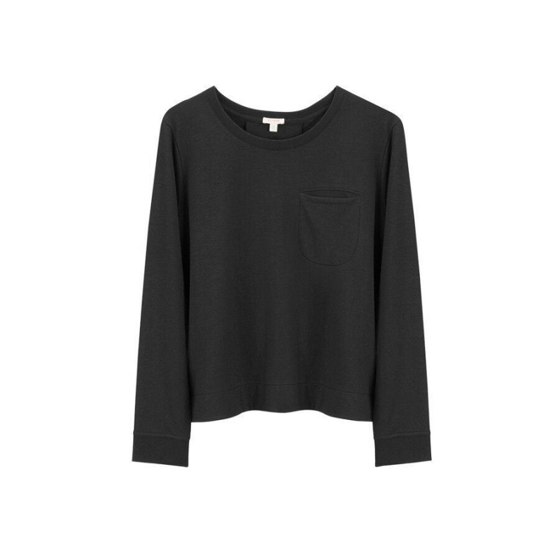 Cuyana French Terry Pleat-Back Sweatshirts Dame Sort | ORF7554DZ