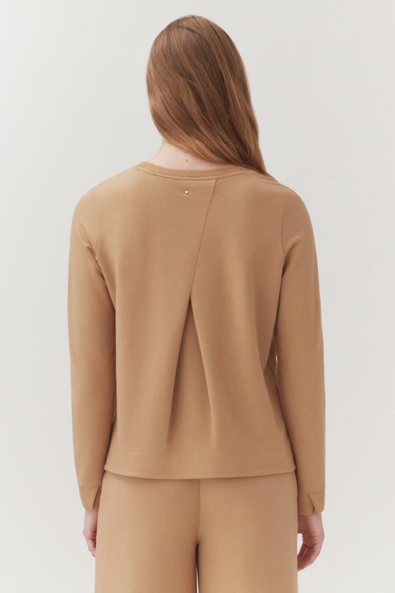 Cuyana French Terry Pleat-Back Sweatshirts Dame Brune | LVQ2488ZP