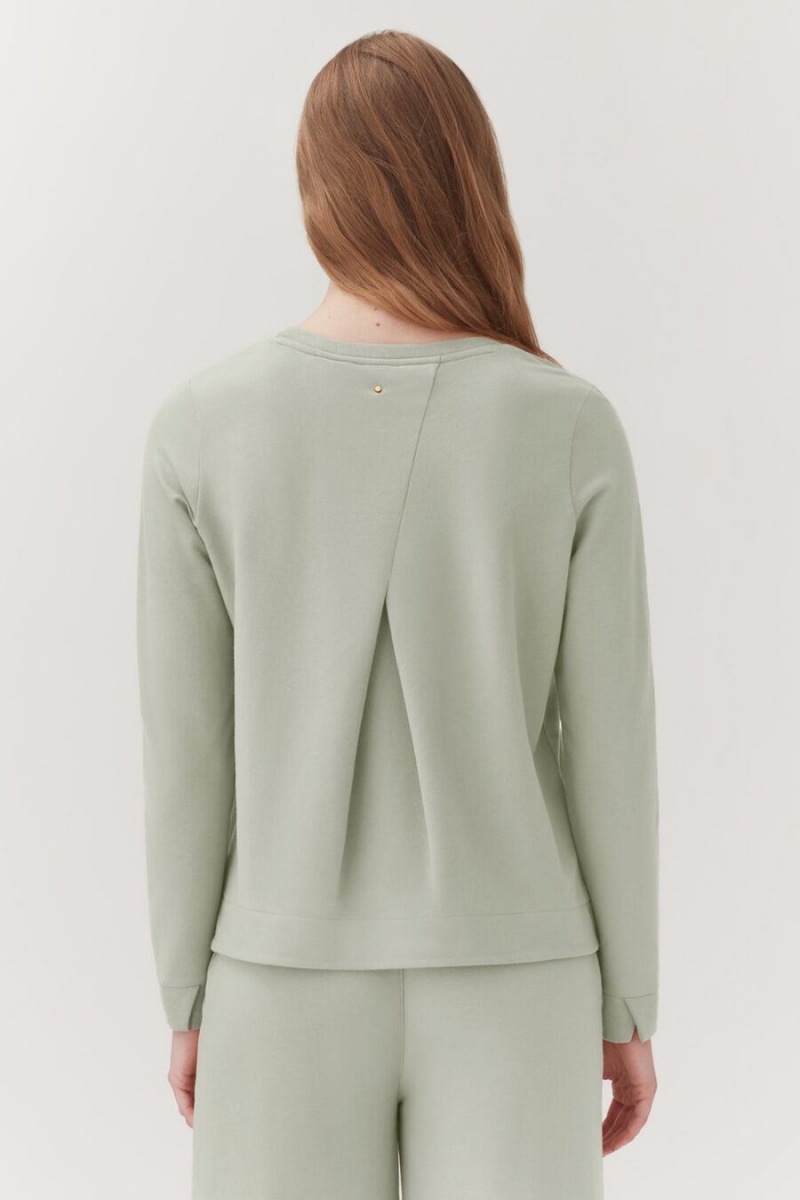 Cuyana French Terry Pleat-Back Sweatshirts Dame Grøn | IIW1274ZO