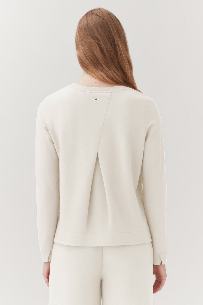 Cuyana French Terry Pleat-Back Sweatshirts Dame Hvide | PUN9566FW