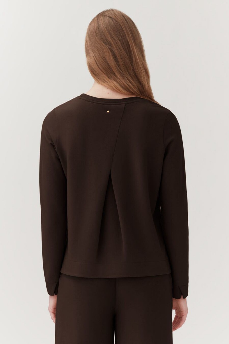 Cuyana French Terry Pleat-Back Sweatshirts Dame Mørkebrune | KHP953SH