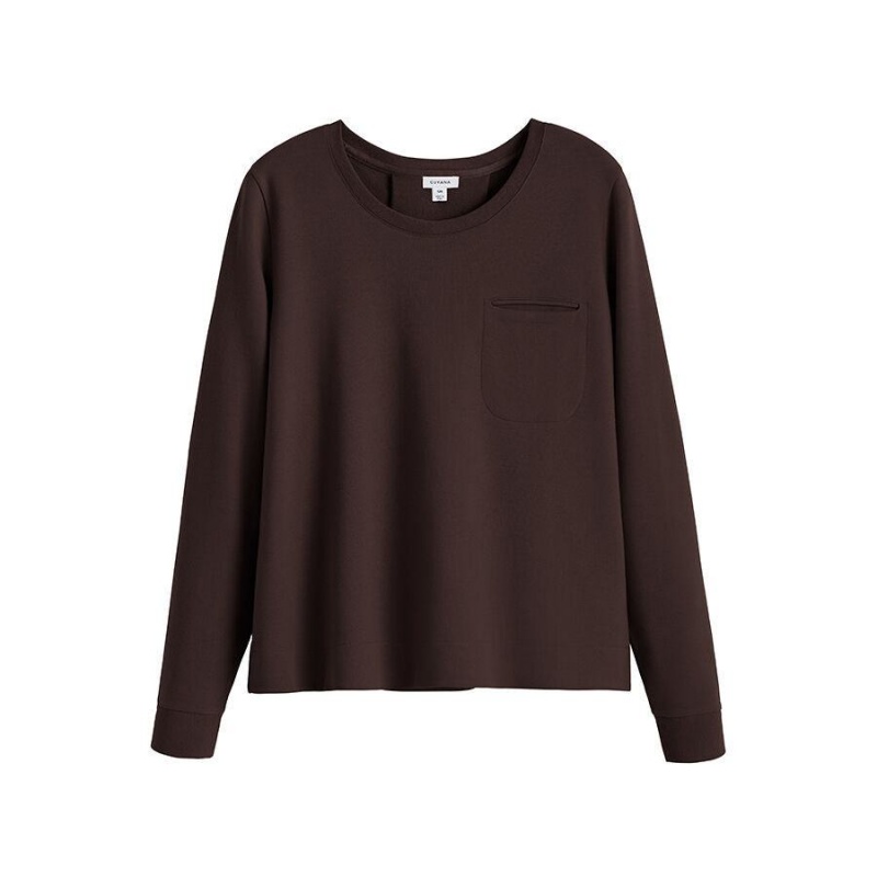 Cuyana French Terry Pleat-Back Sweatshirts Dame Mørkebrune | KHP953SH