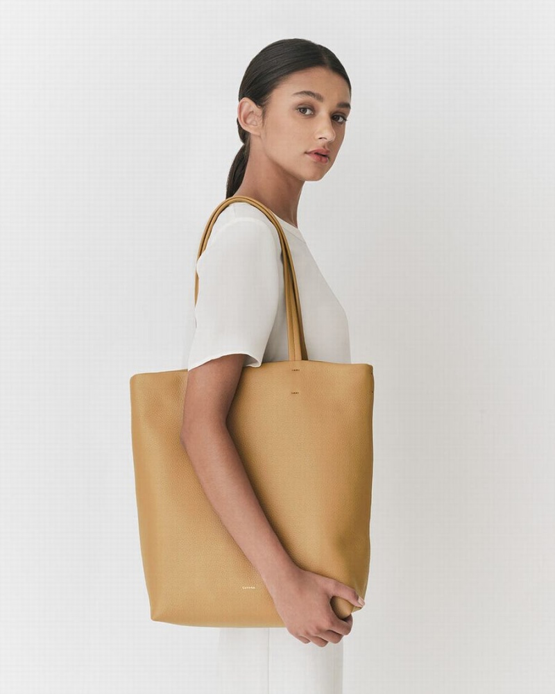 Cuyana Høje Easy Tote Tasker Dame Gul Brune | SVE1263WQ