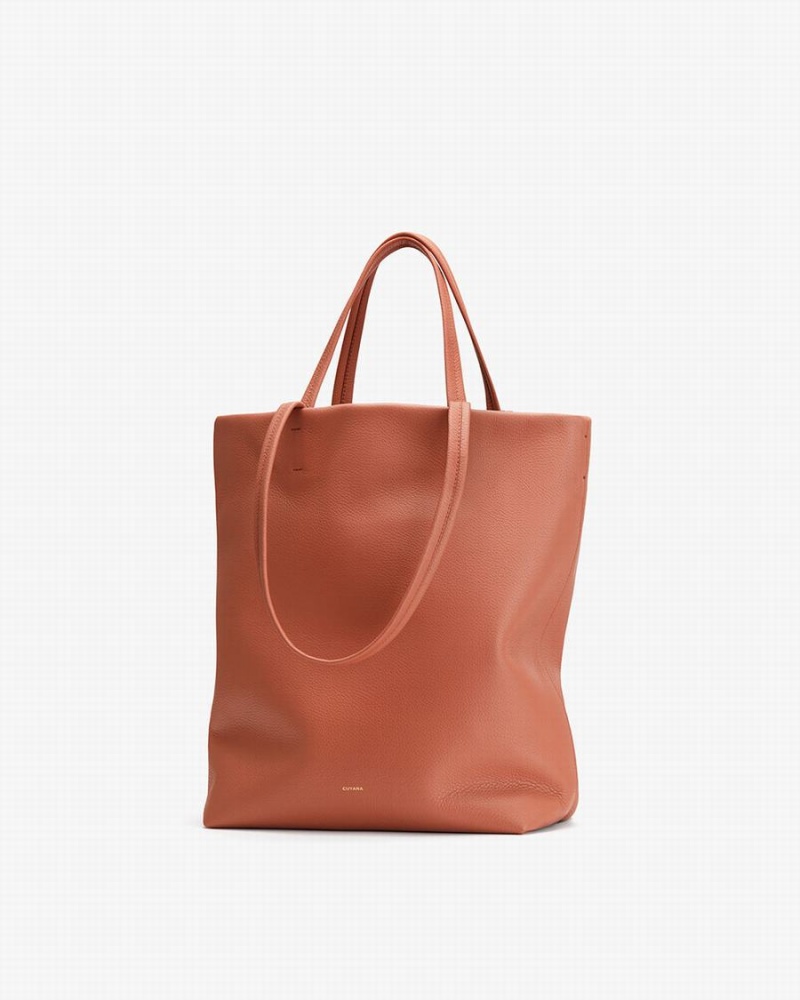 Cuyana Høje Easy Tote Tasker Dame Rød Brune | RPL442GT