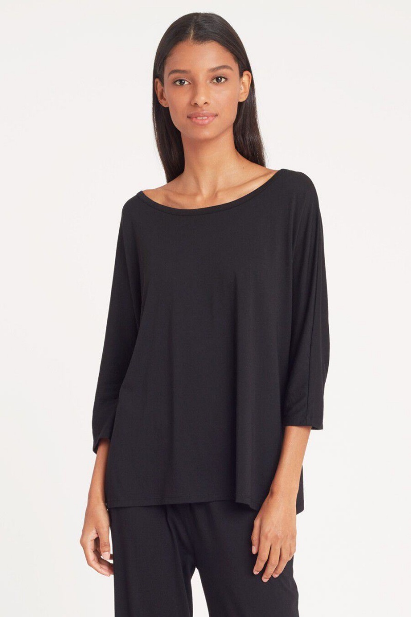 Cuyana Organic Pima Drape-Back T Shirts Dame Sort | NJL7249EA