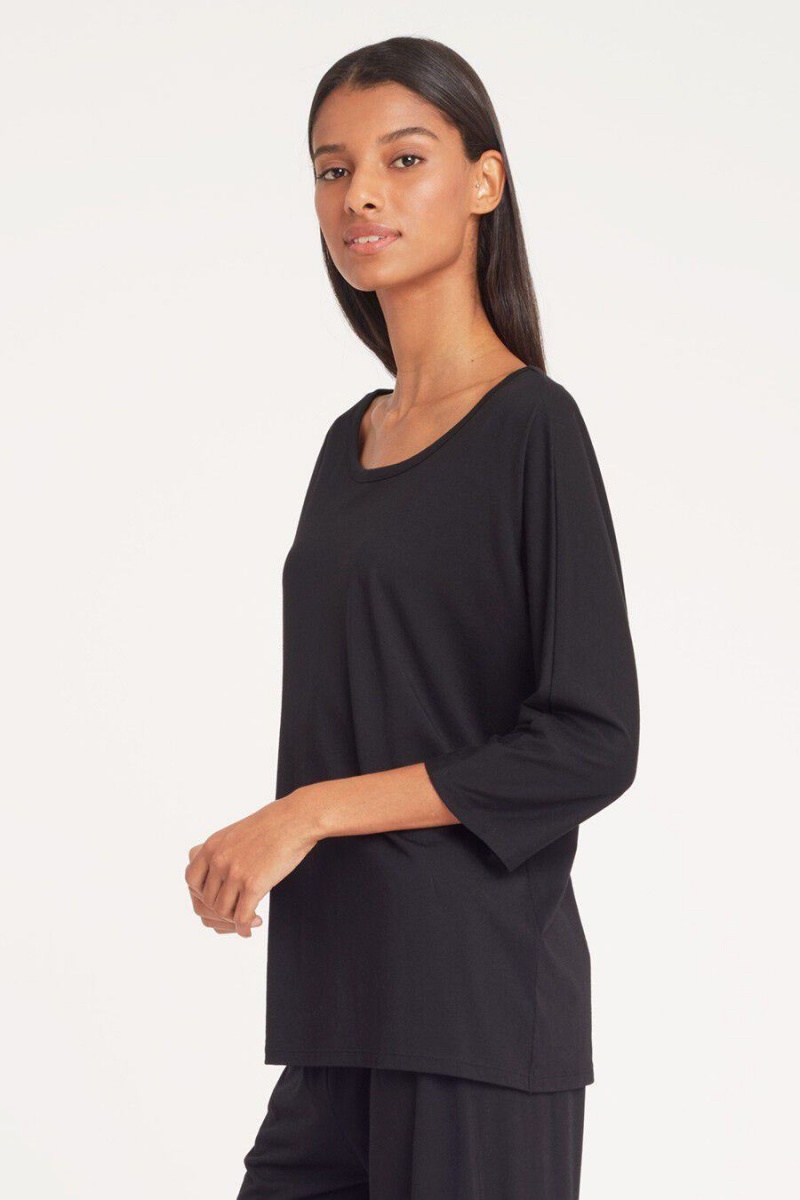 Cuyana Organic Pima Drape-Back T Shirts Dame Sort | NJL7249EA