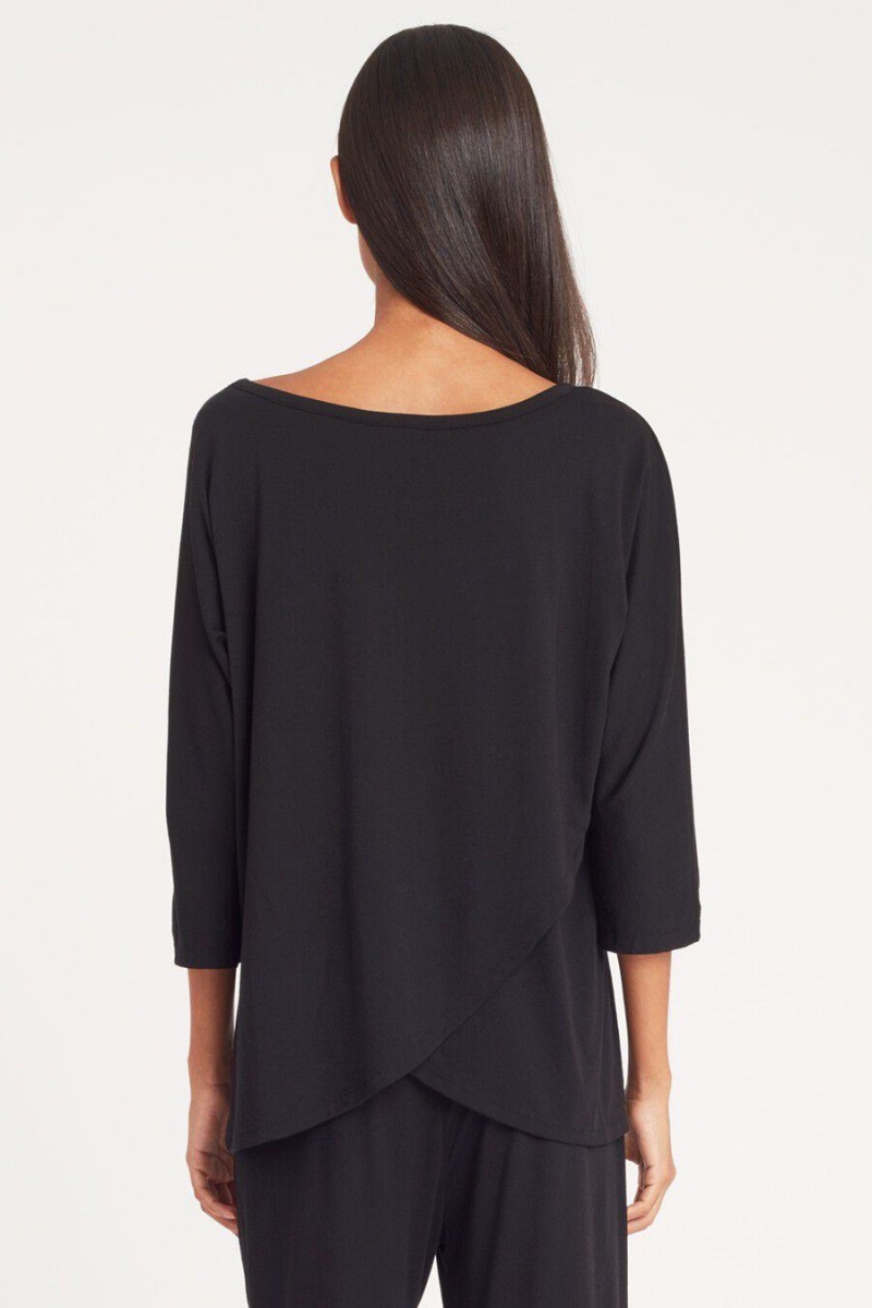 Cuyana Organic Pima Drape-Back T Shirts Dame Sort | NJL7249EA