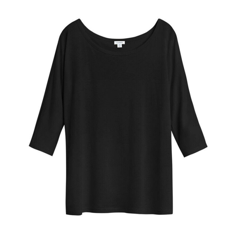 Cuyana Organic Pima Drape-Back T Shirts Dame Sort | NJL7249EA