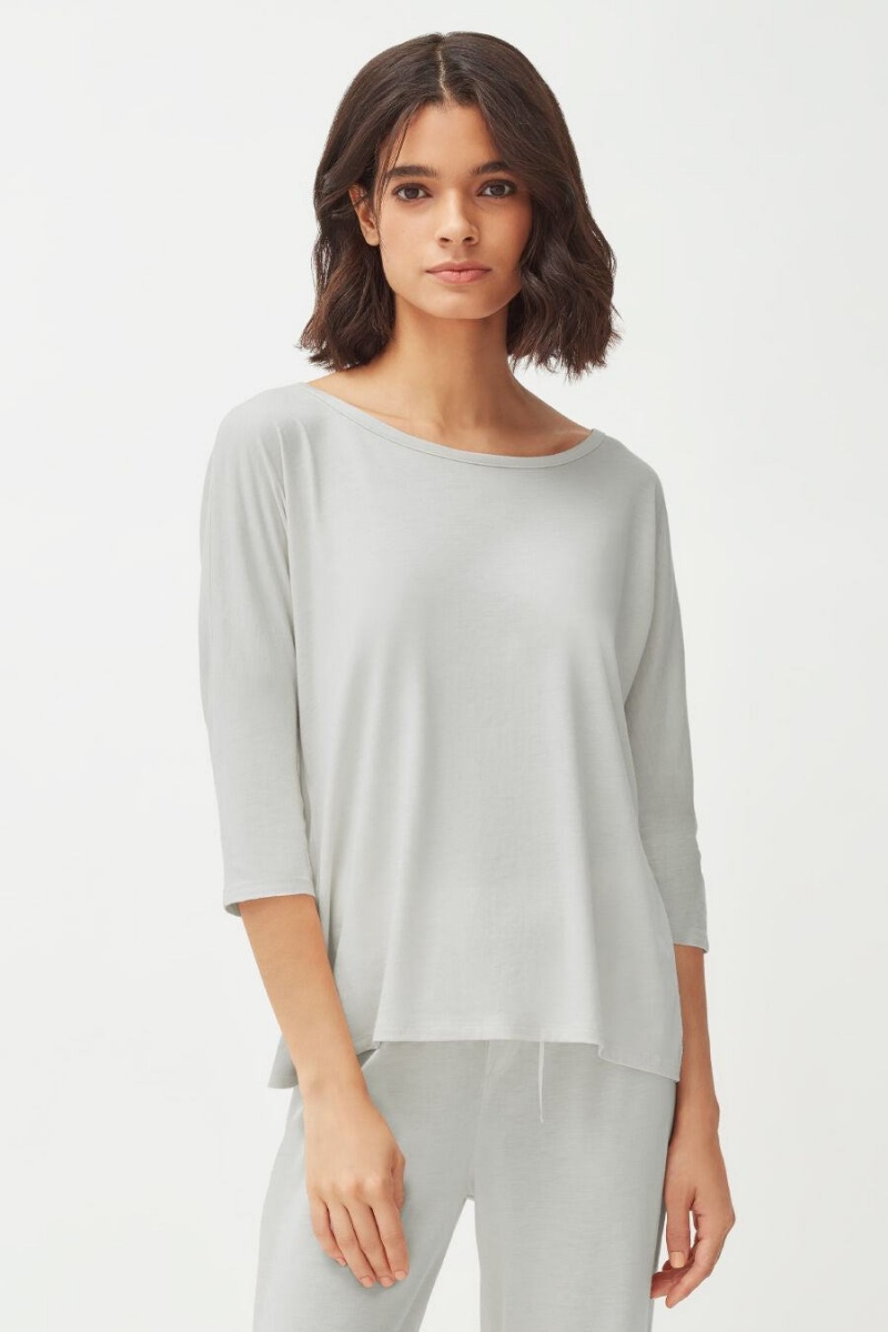 Cuyana Organic Pima Drape-Back T Shirts Dame Grå | BXK954NE