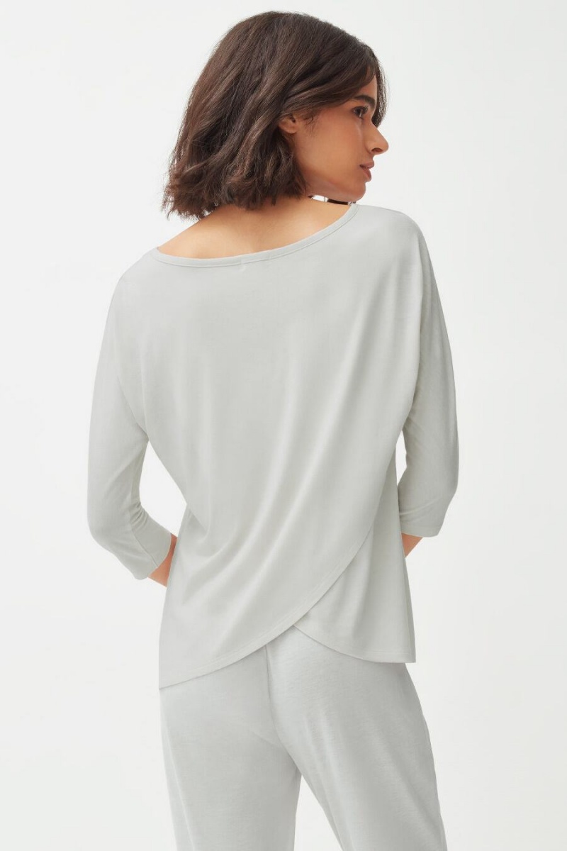 Cuyana Organic Pima Drape-Back T Shirts Dame Grå | BXK954NE