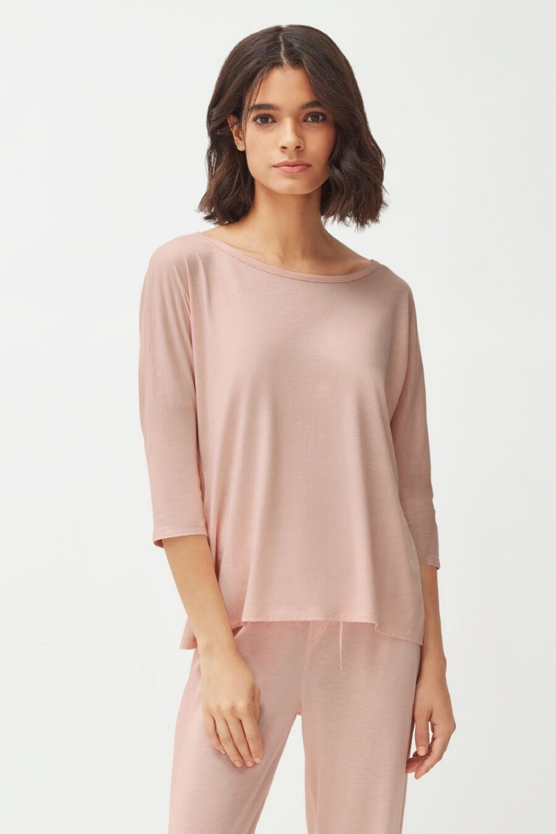 Cuyana Organic Pima Drape-Back T Shirts Dame Lyserød | LEQ7018BM