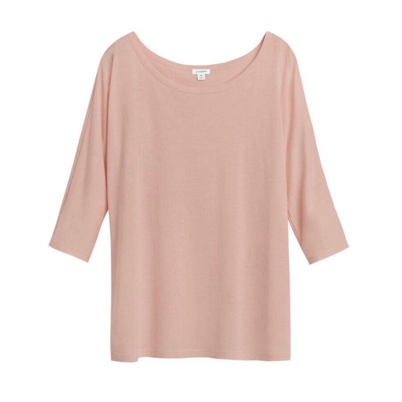 Cuyana Organic Pima Drape-Back T Shirts Dame Lyserød | LEQ7018BM