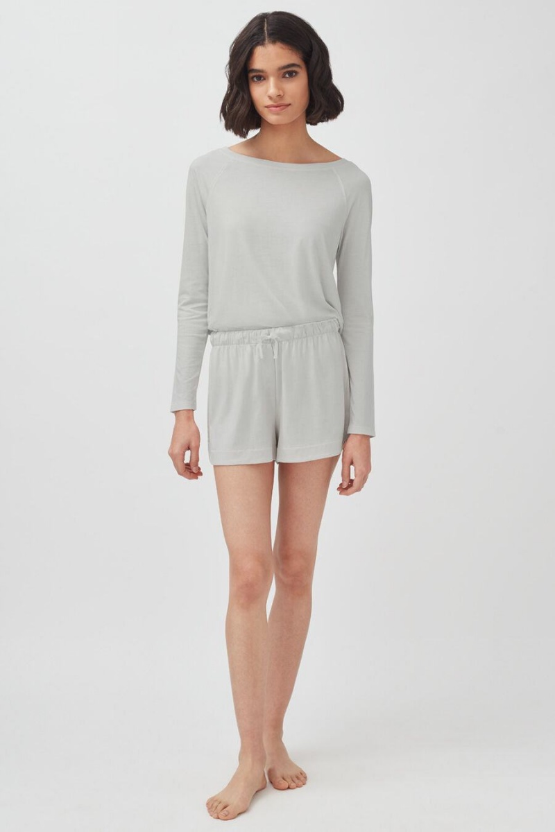 Cuyana Organic Pima Sleep Shorts Dame Grå | ZDF7591PN