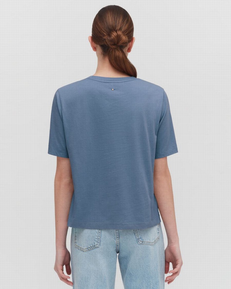 Cuyana Pima Cropped Tee T Shirts Dame Blå | QMX8220HN