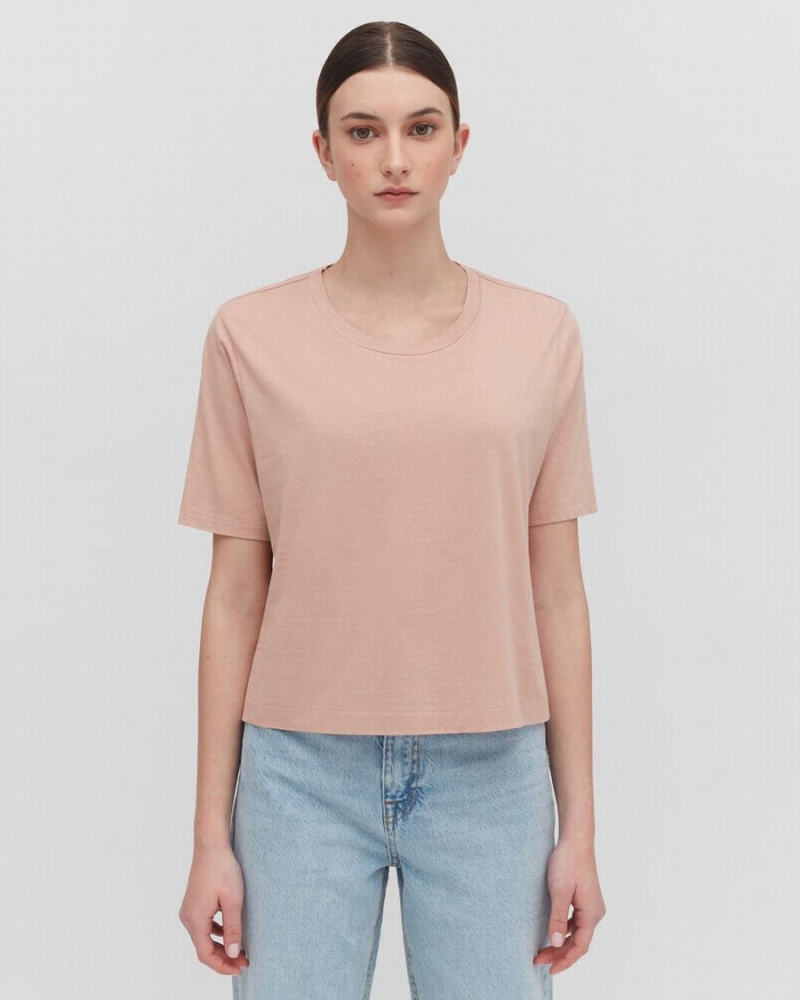 Cuyana Pima Cropped Tee T Shirts Dame Lyserød | OVE7761FS