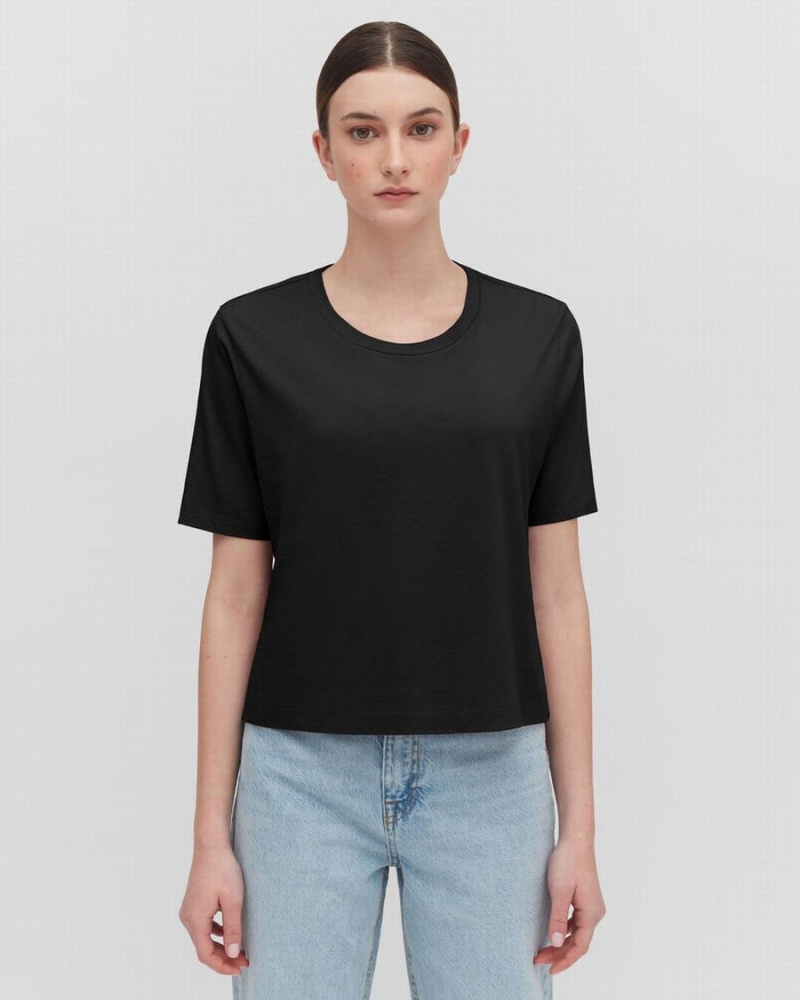 Cuyana Pima Cropped Tee T Shirts Dame Sort | IRO439KO