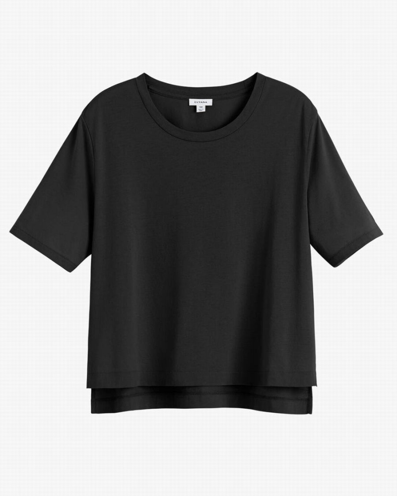 Cuyana Pima Cropped Tee T Shirts Dame Sort | IRO439KO