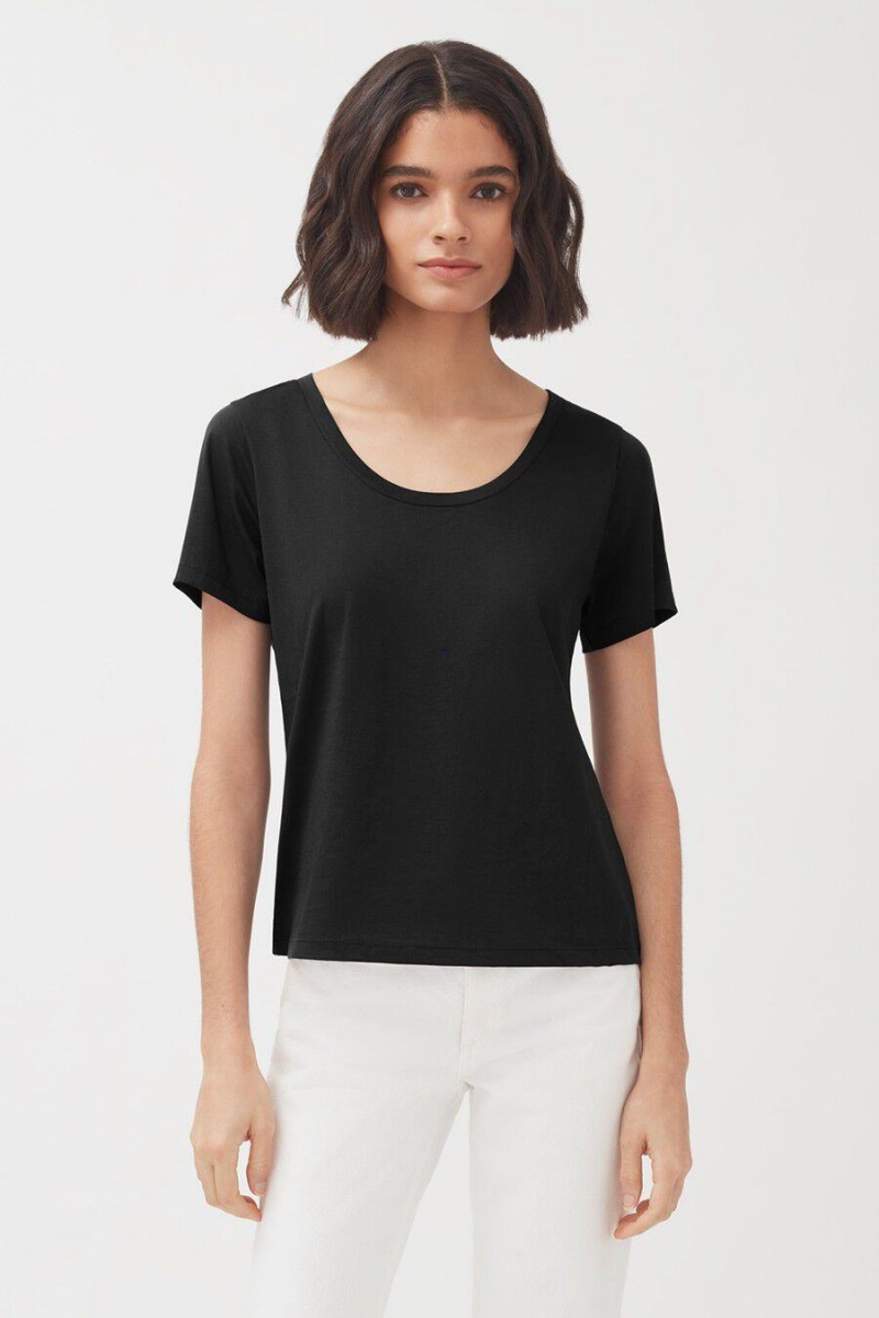 Cuyana Pima Scoop Neck Tee T Shirts Dame Sort | DHJ5156QZ